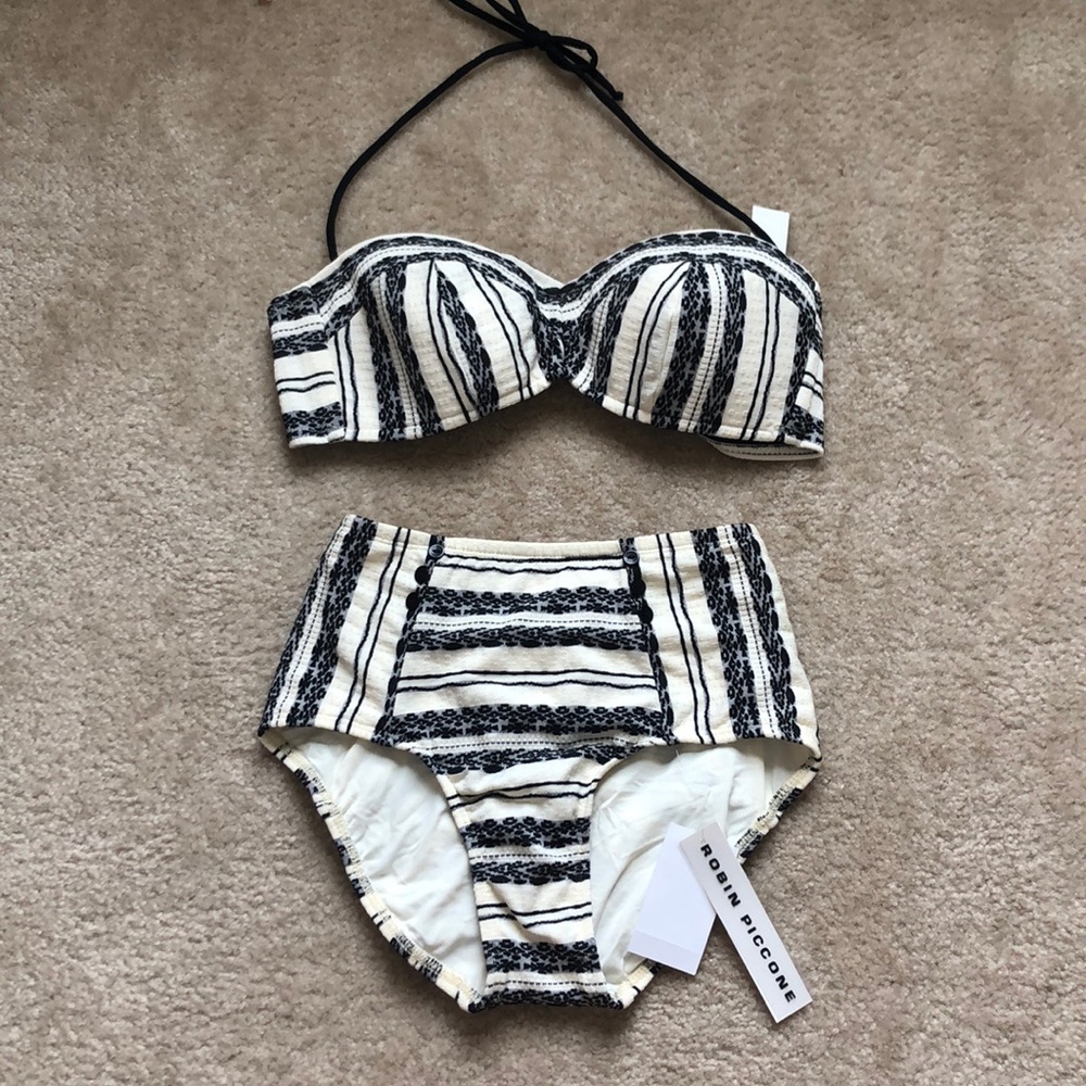 High waisted bikini bottom and top